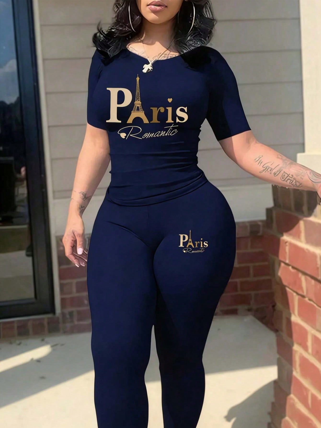 Women'S Fashion Paris - Nouvel ensemble deux pièces imprimé Paris