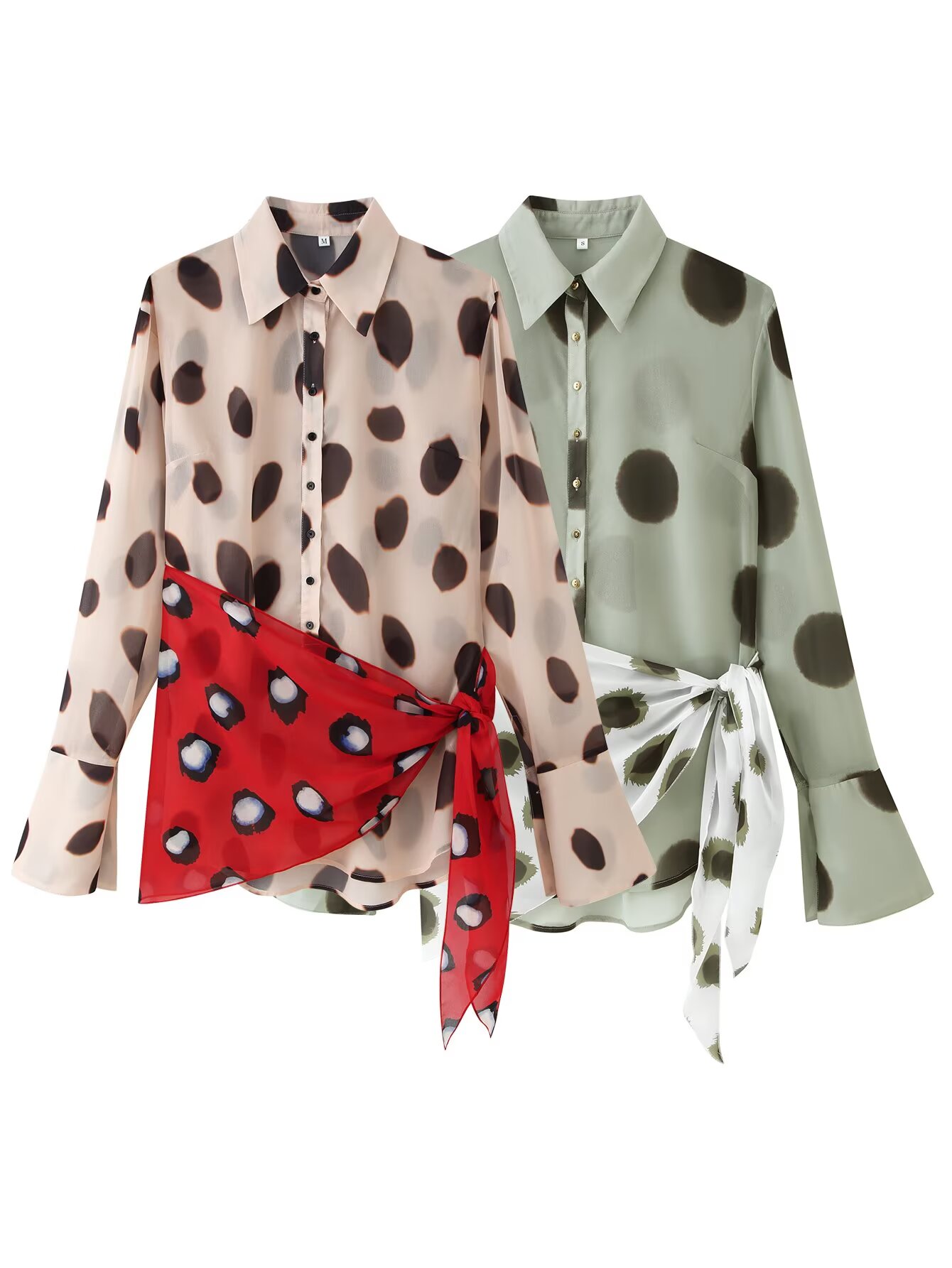 Wrap Blouse Chiffon - Chemisier long à manches longues pour