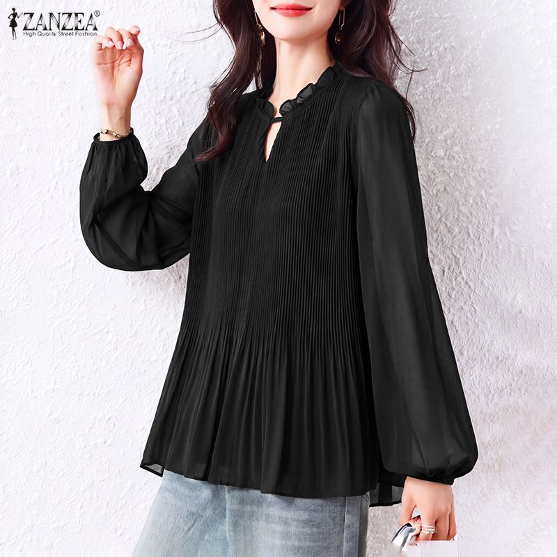 Wrap Blouse Chiffon - Chemisier Femme Printemps Automne en Chiffon