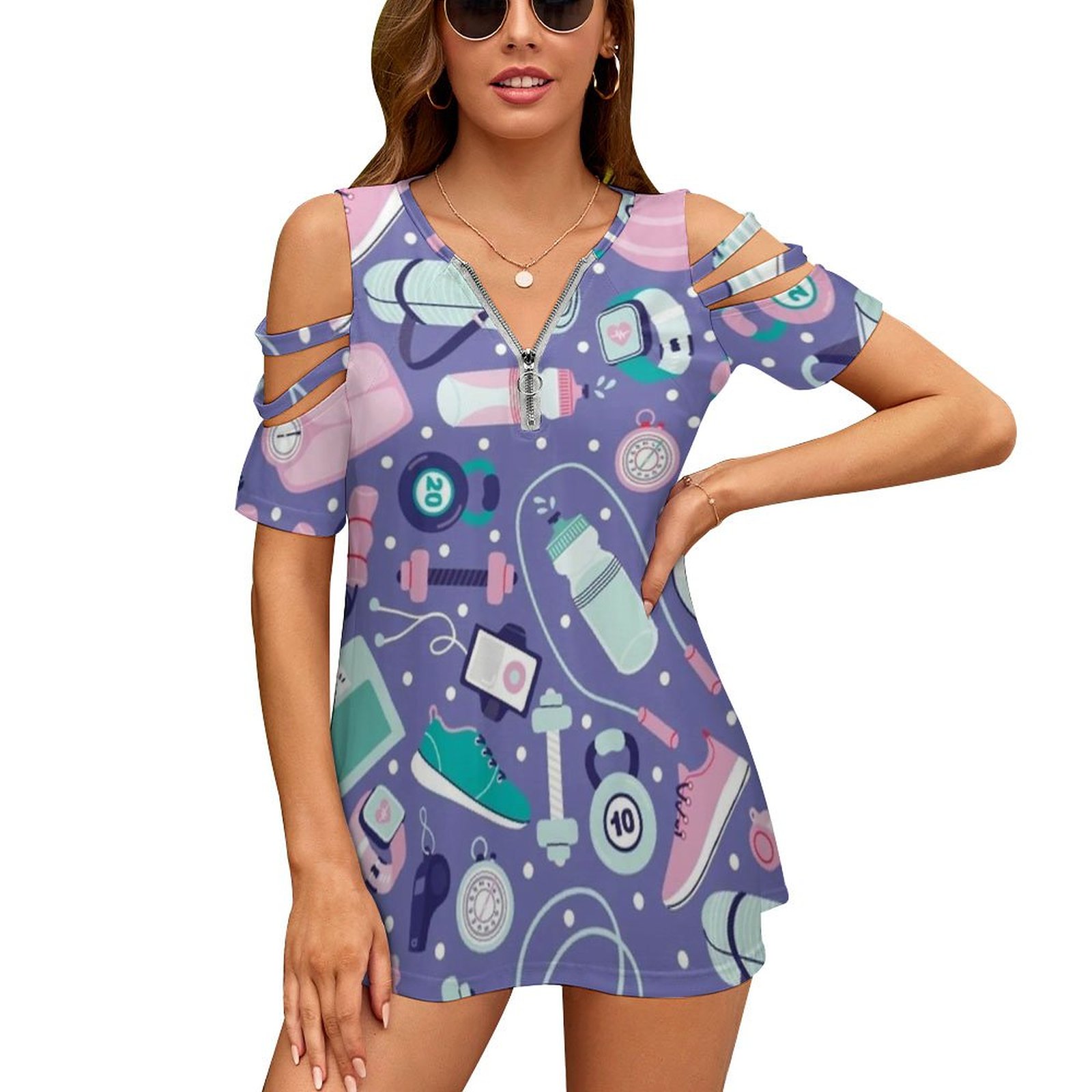 Women Fashion Vector - T-shirt à manches courtes et col