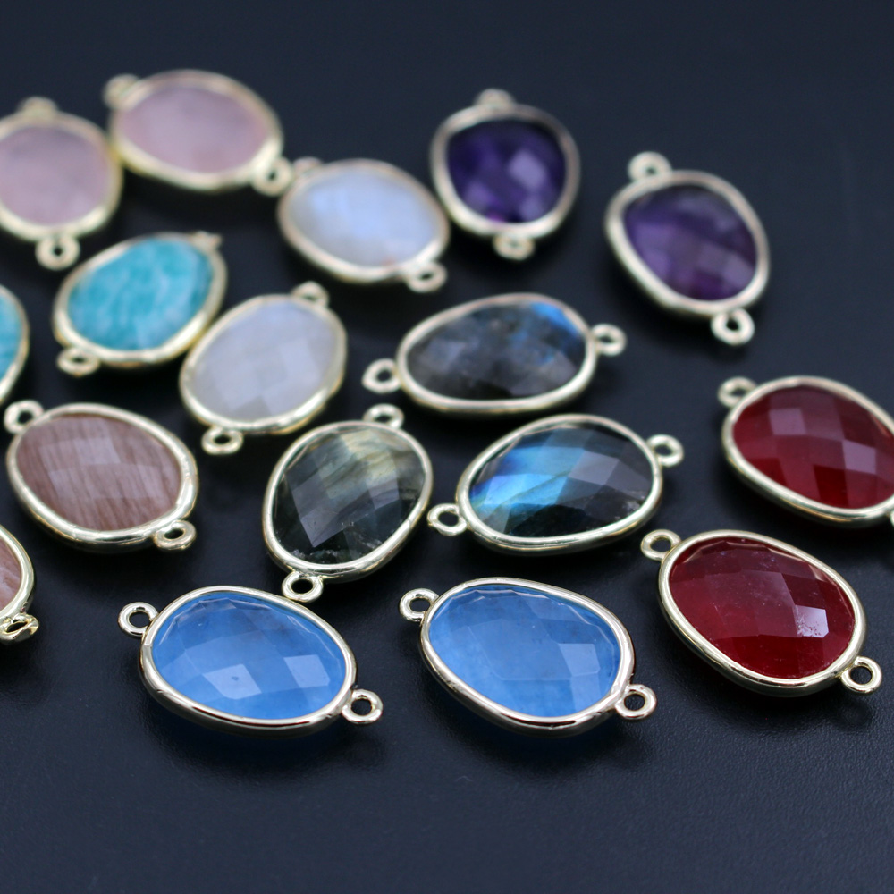 Women'S Fashion Earrings - Connecteurs en pierre naturelle à facettes,