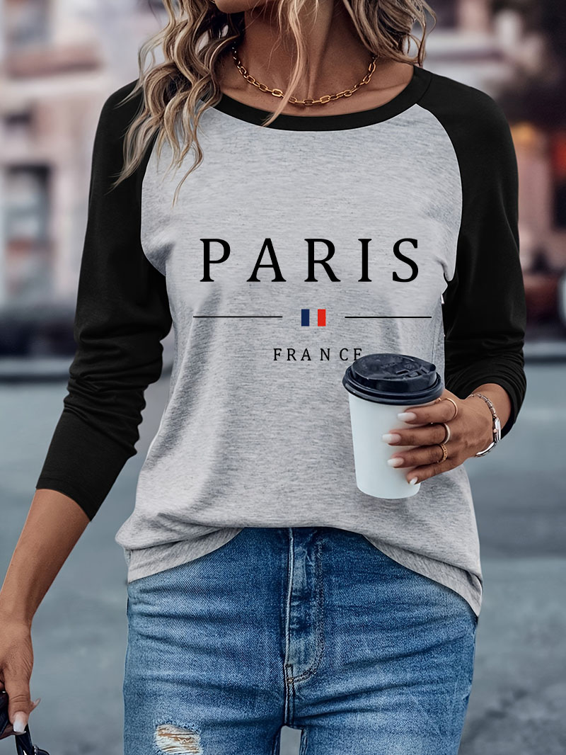Women'S Fashion Paris - T-shirt décontracté à manches longues avec