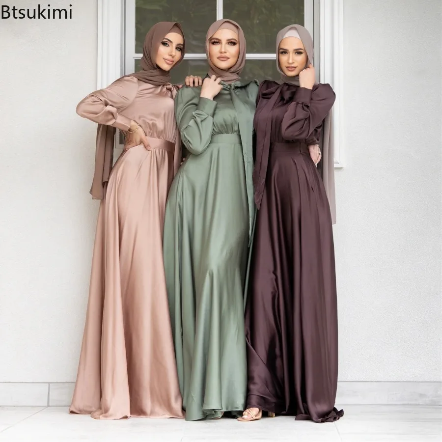Turkey Women Fashion - Robe élégante en satin pour femmes,