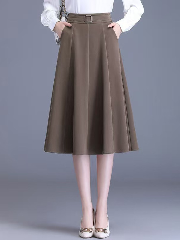 Jupe mi-longue plissée taille  - A-Line Skirt Midi avis et prix