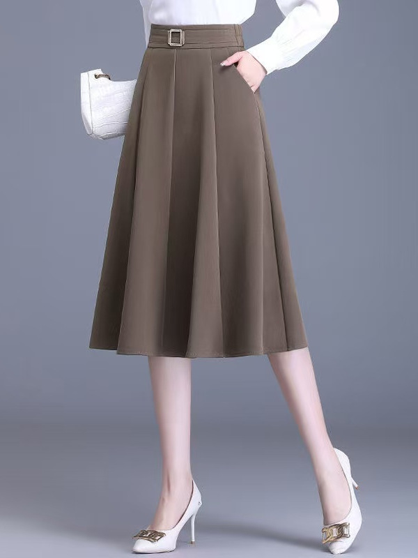 Jupe mi-longue plissée taille  - A-Line Skirt Midi avis et prix