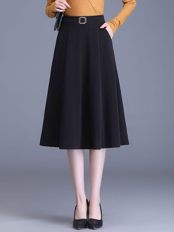 Jupe mi-longue plissée taille  - A-Line Skirt Midi avis et prix