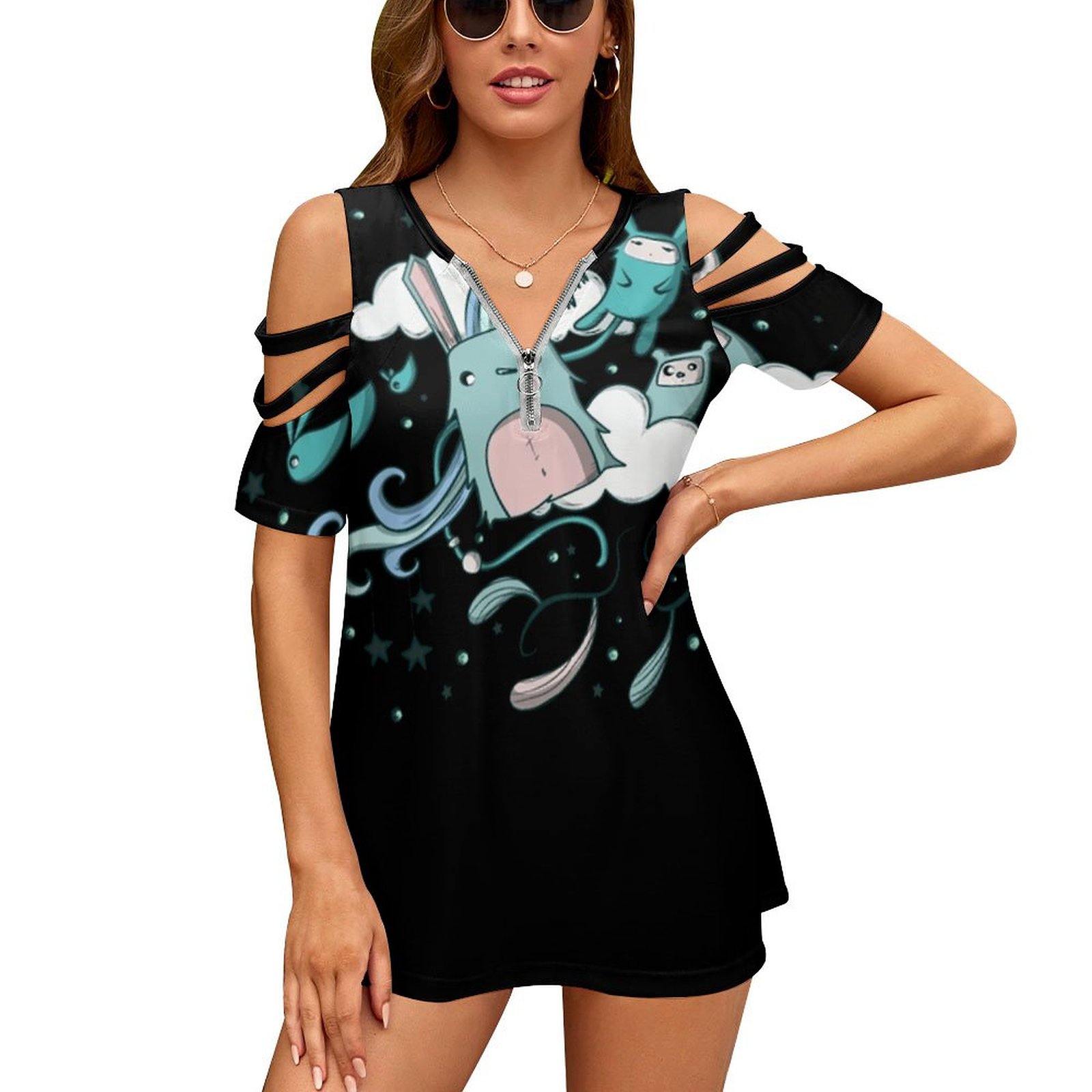 T-shirt imprimé avec fermeture - Women Fashion Vector avis et prix