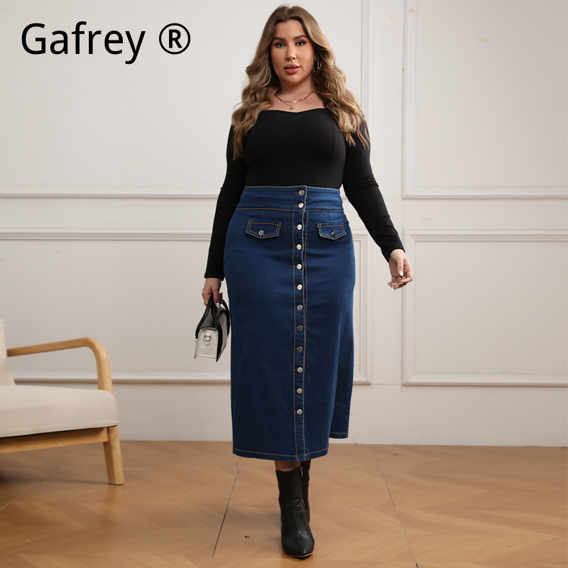 Jupe en jean taille haute bout - A-Line Skirt Midi avis et prix