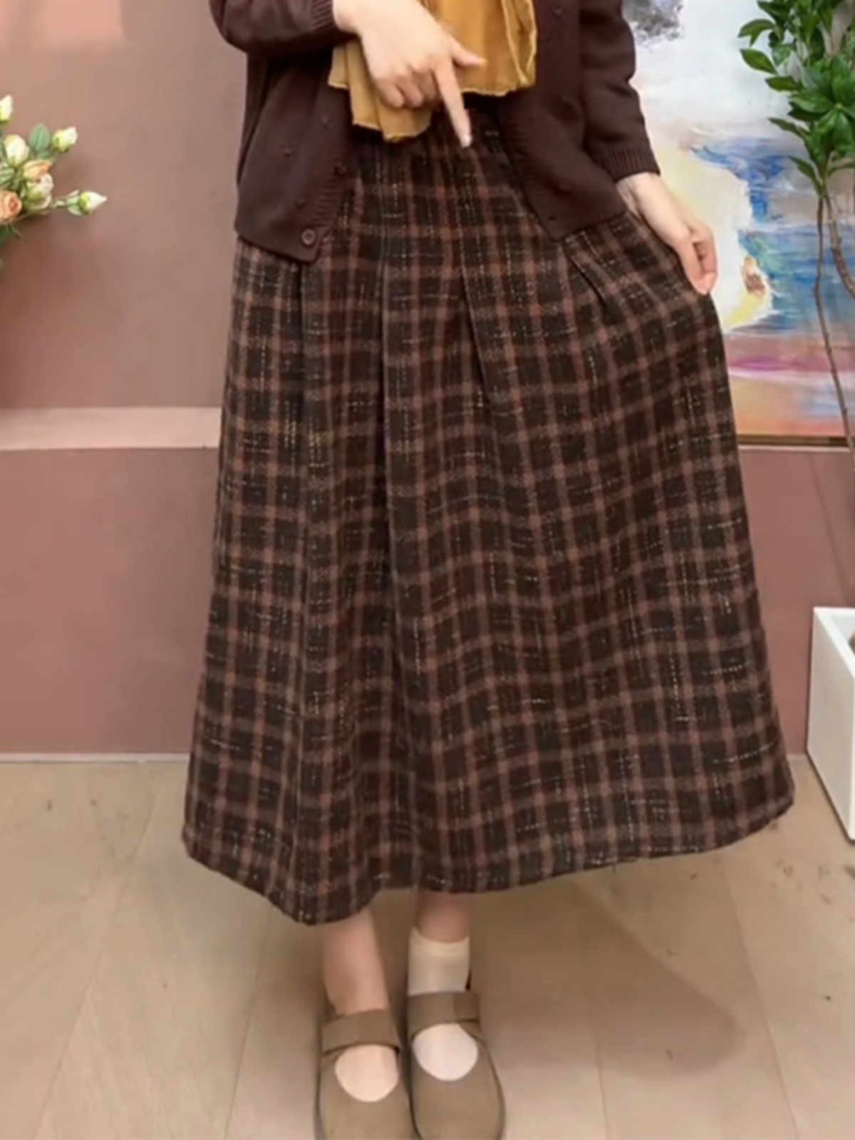 Jupe trapèze rétro en laine ép - A-Line Skirt Midi avis et prix