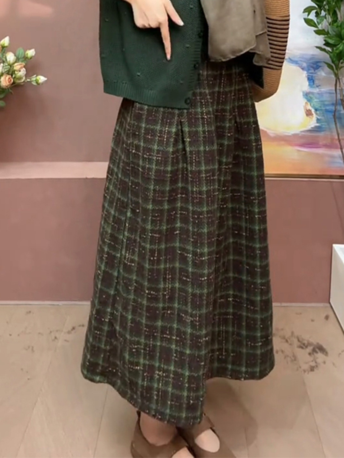 Jupe trapèze rétro en laine ép - A-Line Skirt Midi avis et prix