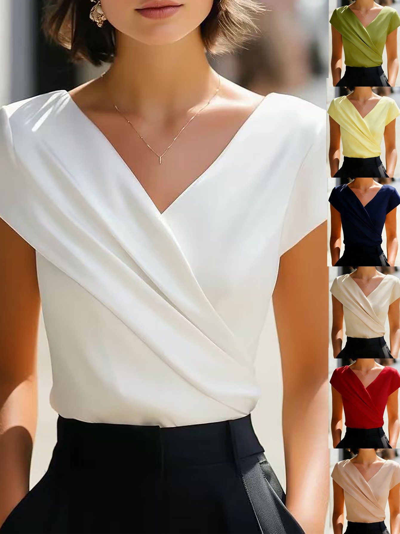 Blouse d'été pour femme, blanc - Wrap Blouse Chiffon avis et prix